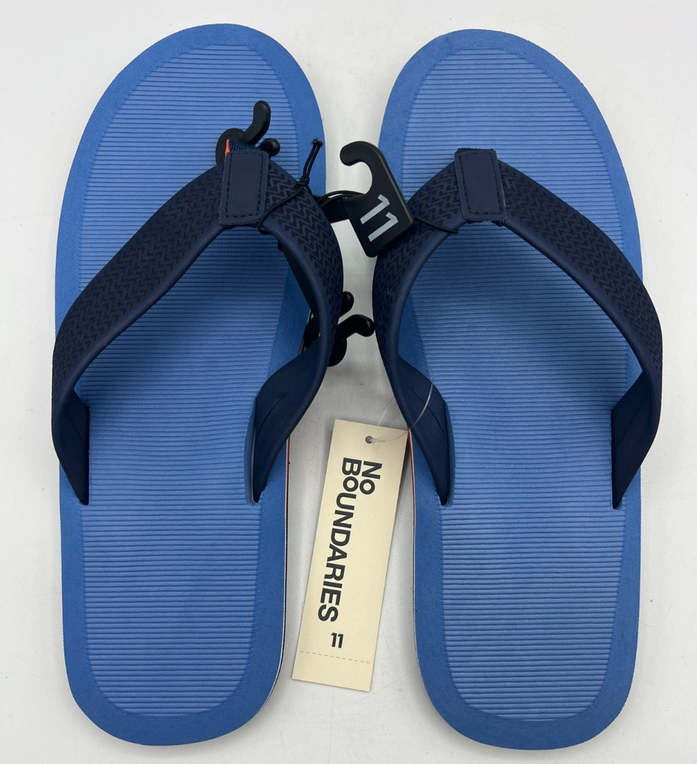 No Boundaries Men's Flip Flops Sandals Blue Navy Size 11 New